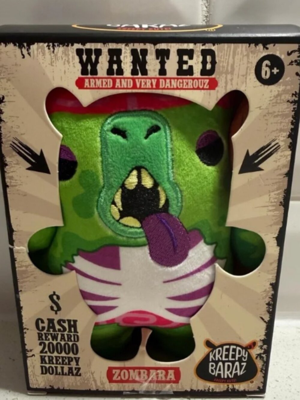 Kreepy Baraz “Zumbara” Wanted Plush • New in Box 6"